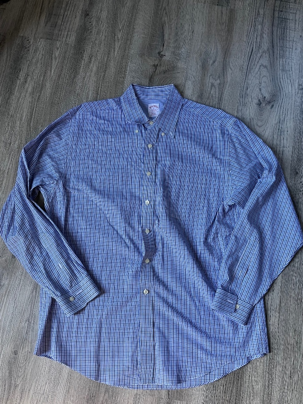 Brooks Brothers Men’s The Original Polo Shirt regular Large Blue White checkered